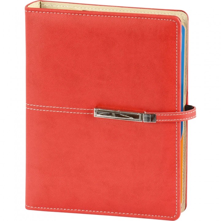 Kırmızı Organizer Ajanda Metal Tokalı Hesap Makineli Termo Deri 18x23 cm